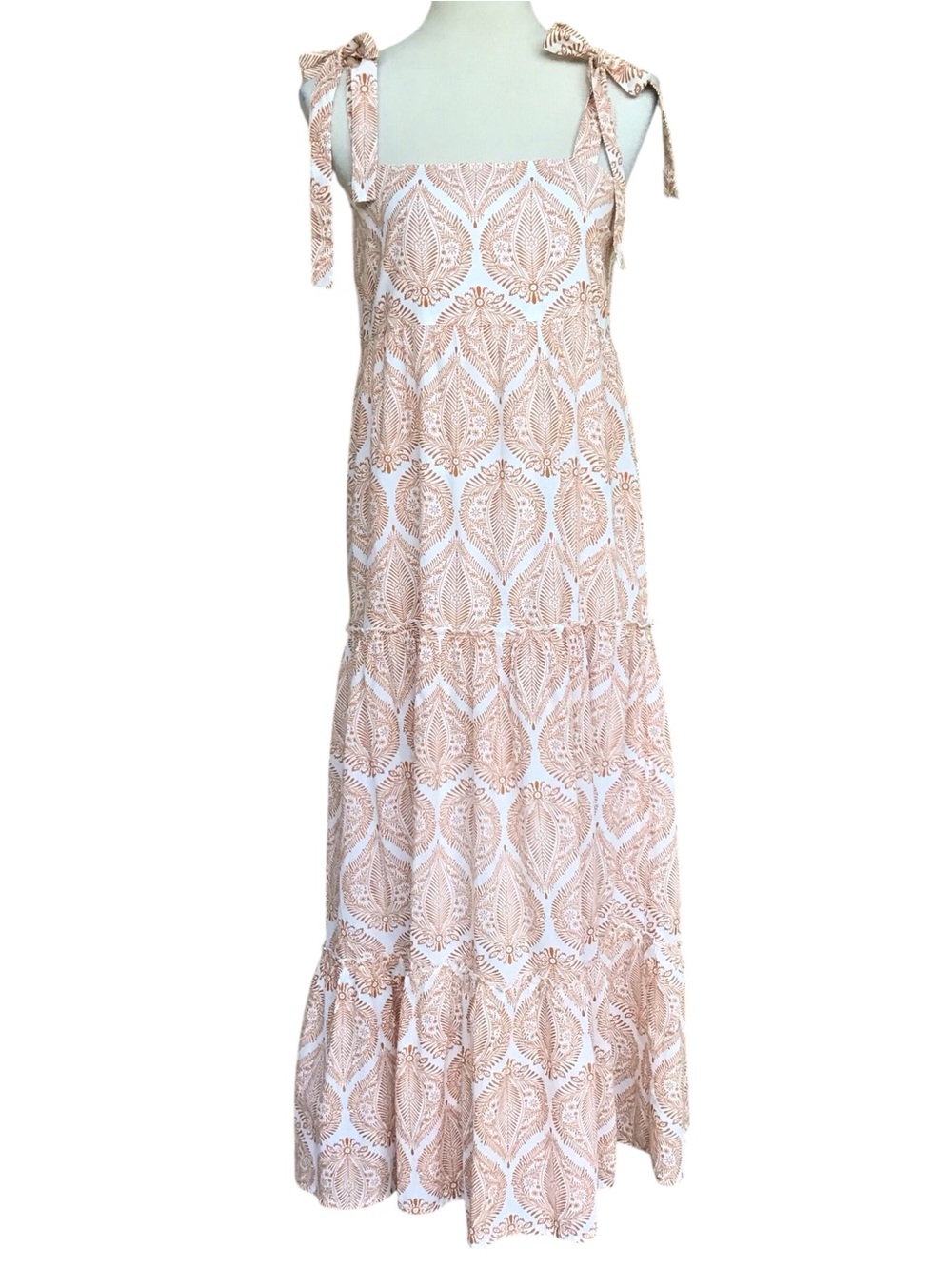 Madison Mathews Cotton Tie Shoulder Midi Dress